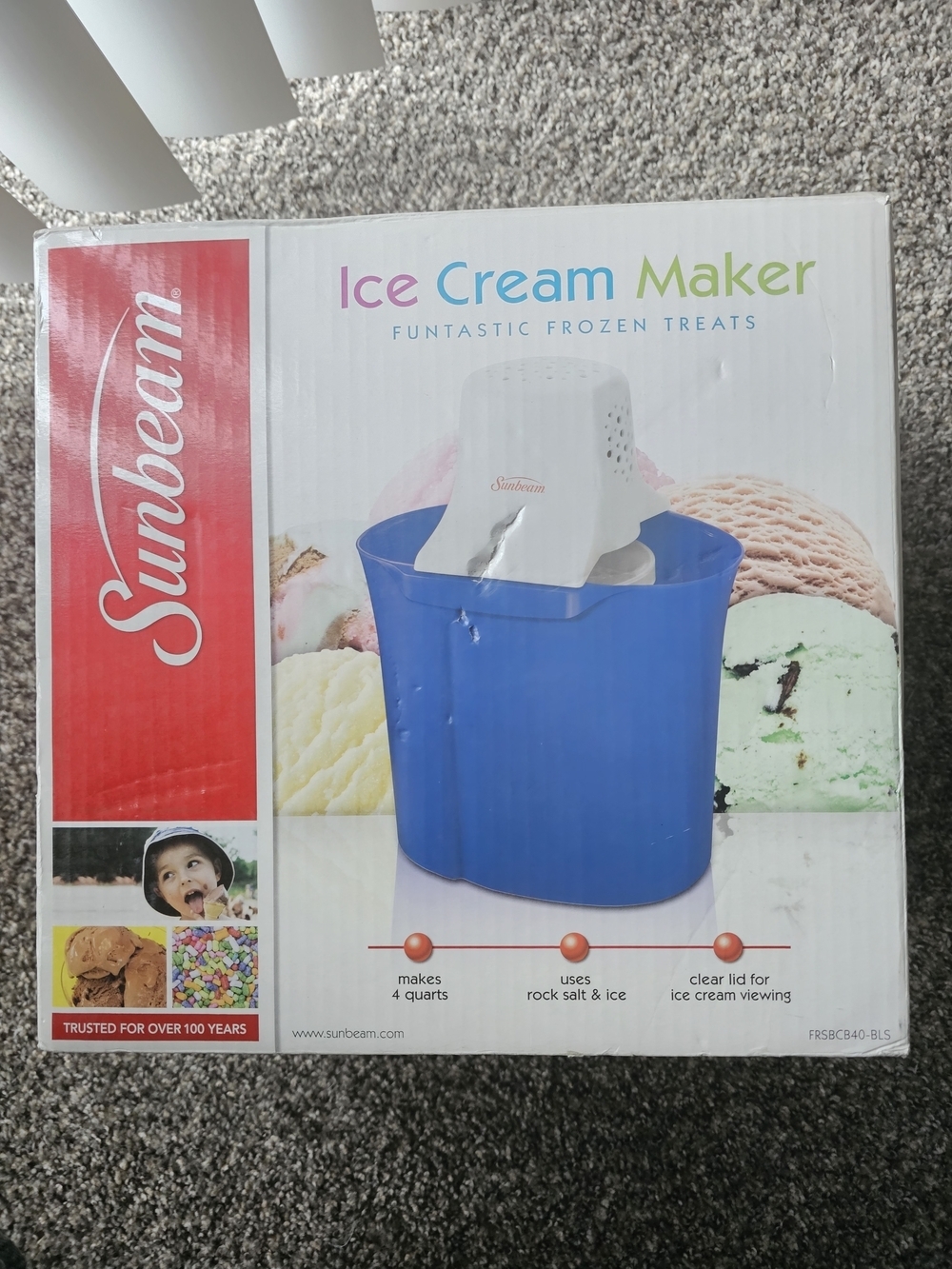 Sunbeam Ice Cream Maker in Bright Blue and White